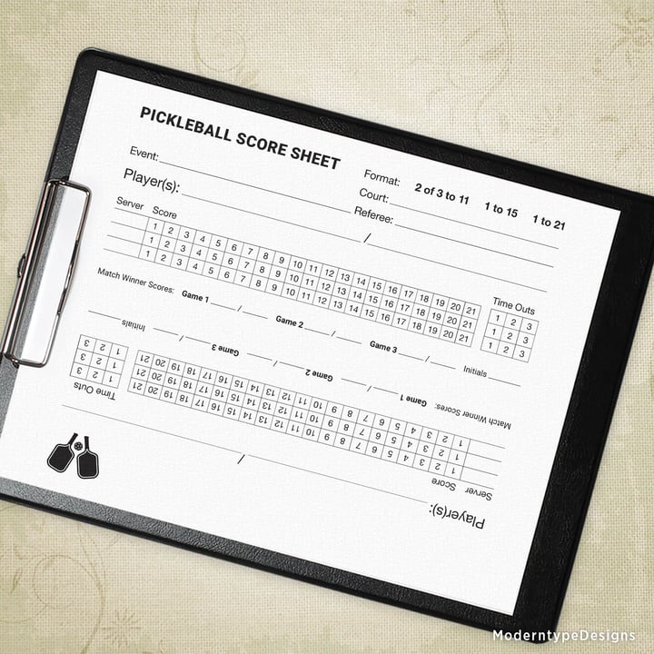 Pickleball score sheet